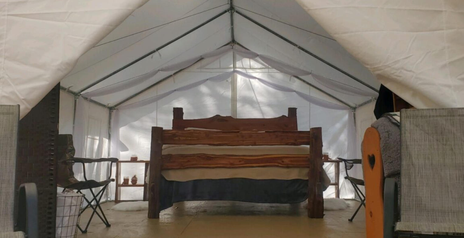 our glampng tent serving fourche mountain and the ouachita national forest